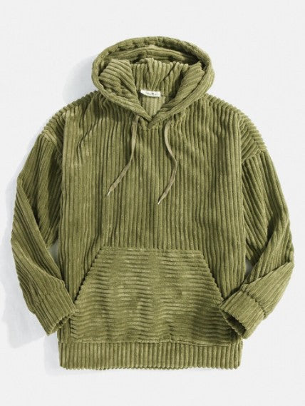 Priska | Ribbed Cord-Look Kangaroo Pocket Hoodie for Women