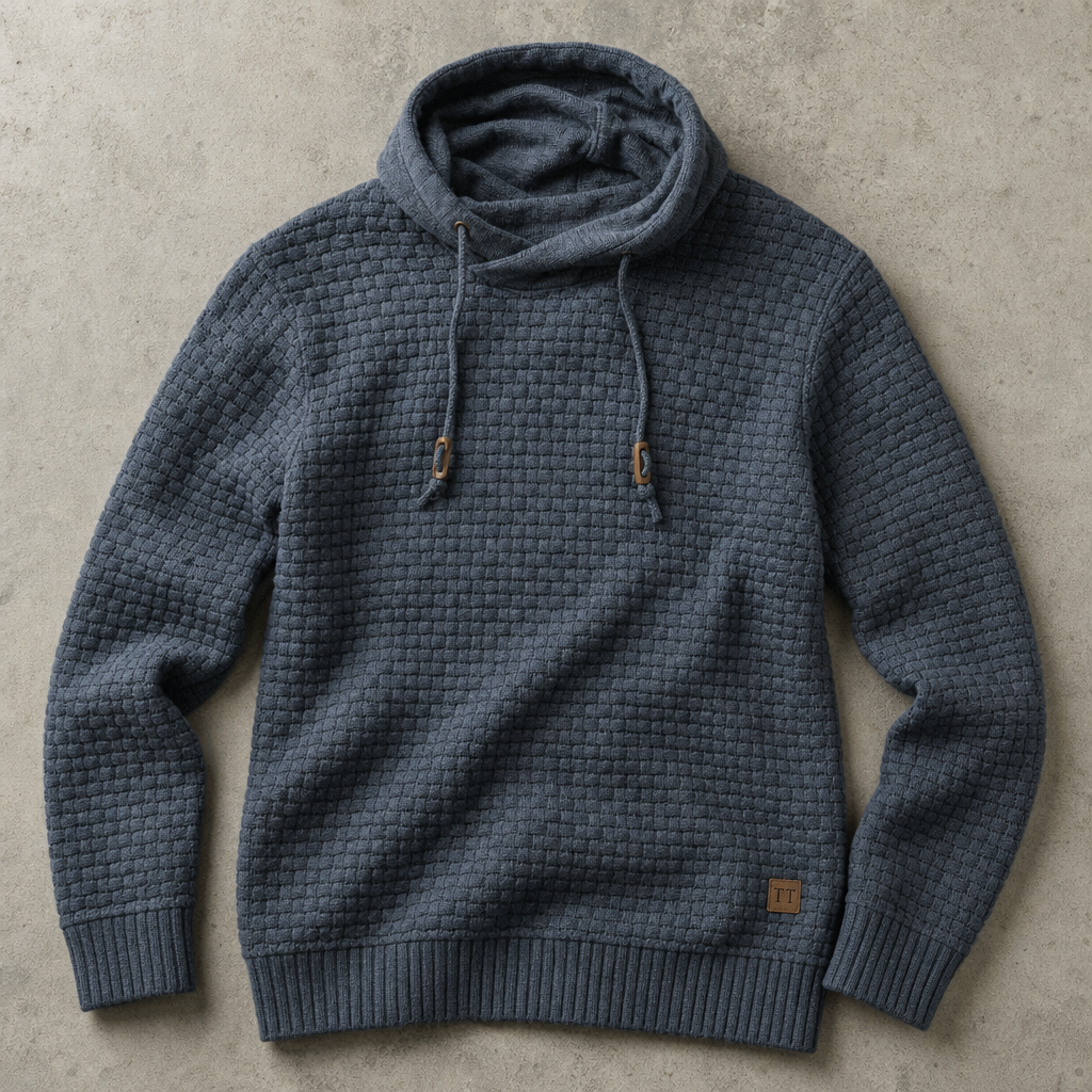 Theophile | Waffle-Knit Cowl-Neck Hoodie for Men