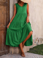 Nora | Tiered A-Line Maxi Dress with V-Neck for Women