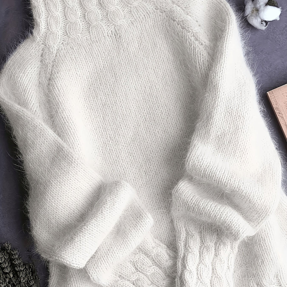 Odalys | Ribbed Turtleneck Cable Knit Sweater for Women