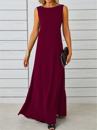 Elowine | Sleeveless A-Line Maxi Dress with Boat Neck for Women