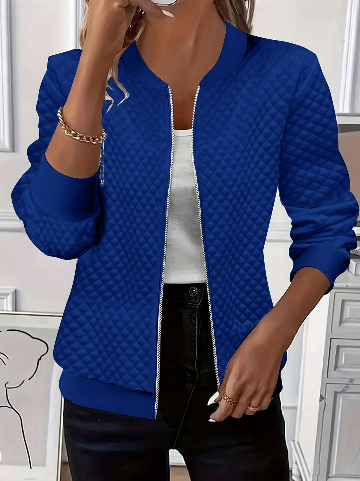 Charlotta | Quilted Bomber Jacket with Baseball Collar for Women