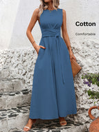 Mathilde | Belted Wrap A-Line Sleeveless Maxi Dress for Women