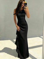 Heidi | One-Shoulder Ruched Cocktail Dress with High Slit
