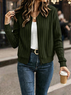 Jasmine | Ribbed Zip-Front Bomber Cardigan for Women