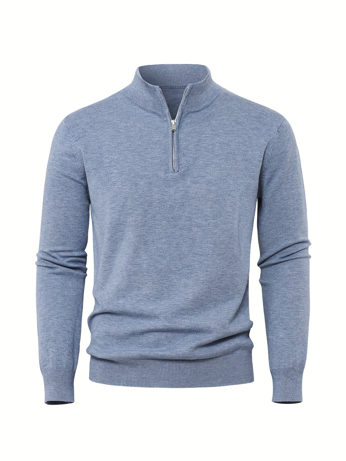 Anton | Ribbed Quarter-Zip Sweater with Stand Collar for Men