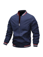 Cedric | Ribbed Collar Zip-Front Bomber Jacket for Men