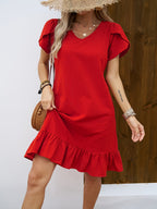 Corinne | Ruffled A-Line Homecoming Dress with V-Neck for Women