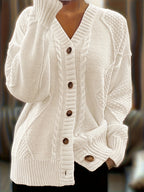 Luna | Cable-Knit Button-Front Cardigan for Women