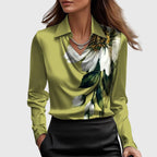 Alma Draped Collar Long Sleeve Blouse for Women
