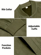 Andreas | Ribbed Stand Collar Zip-Up Bomber Jacket for Men