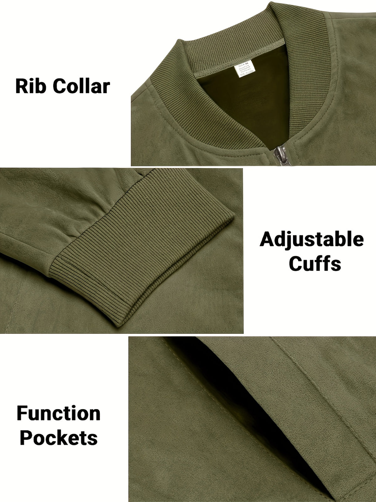 Andreas | Ribbed Stand Collar Zip-Up Bomber Jacket for Men