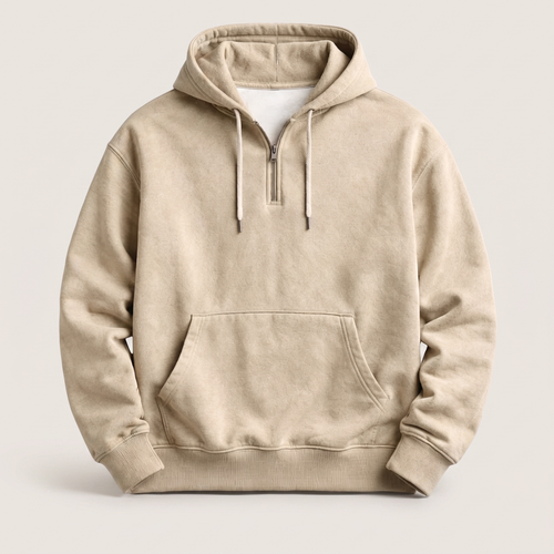 Dawson | Quarter-Zip Washed Hoodies with Ribbed Hem for Men