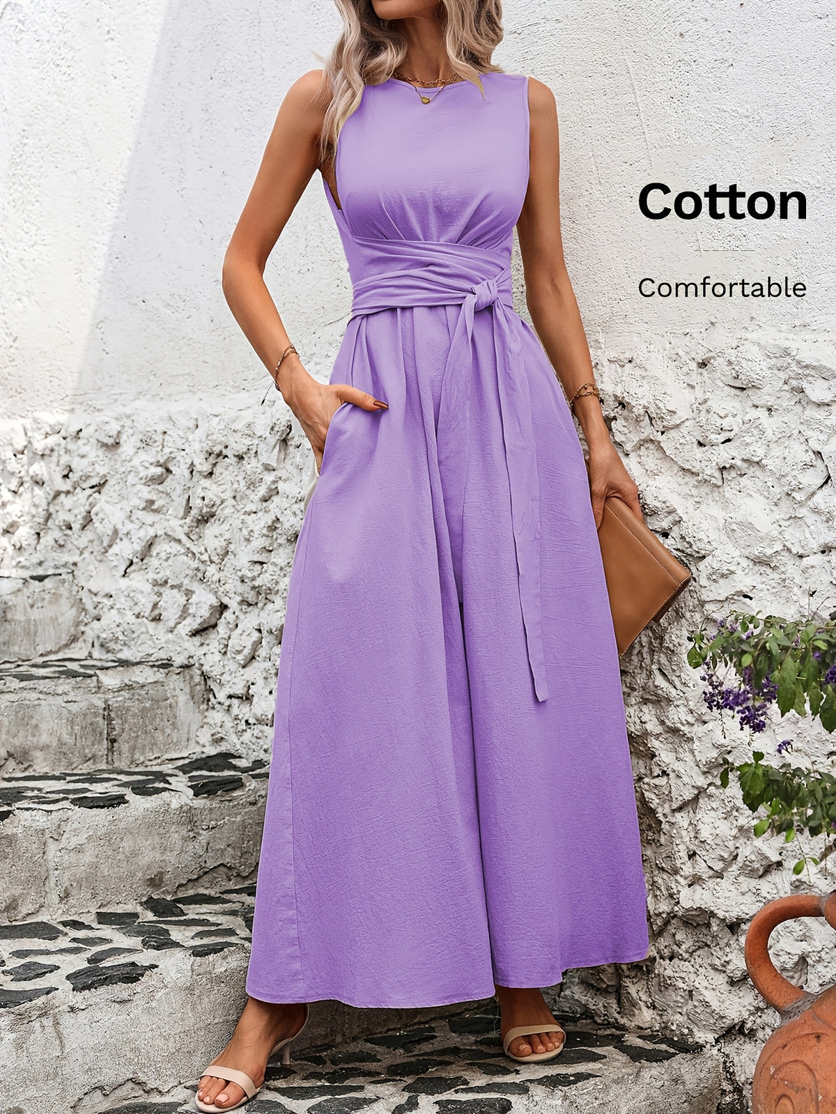 Mathilde | Belted Wrap A-Line Sleeveless Maxi Dress for Women