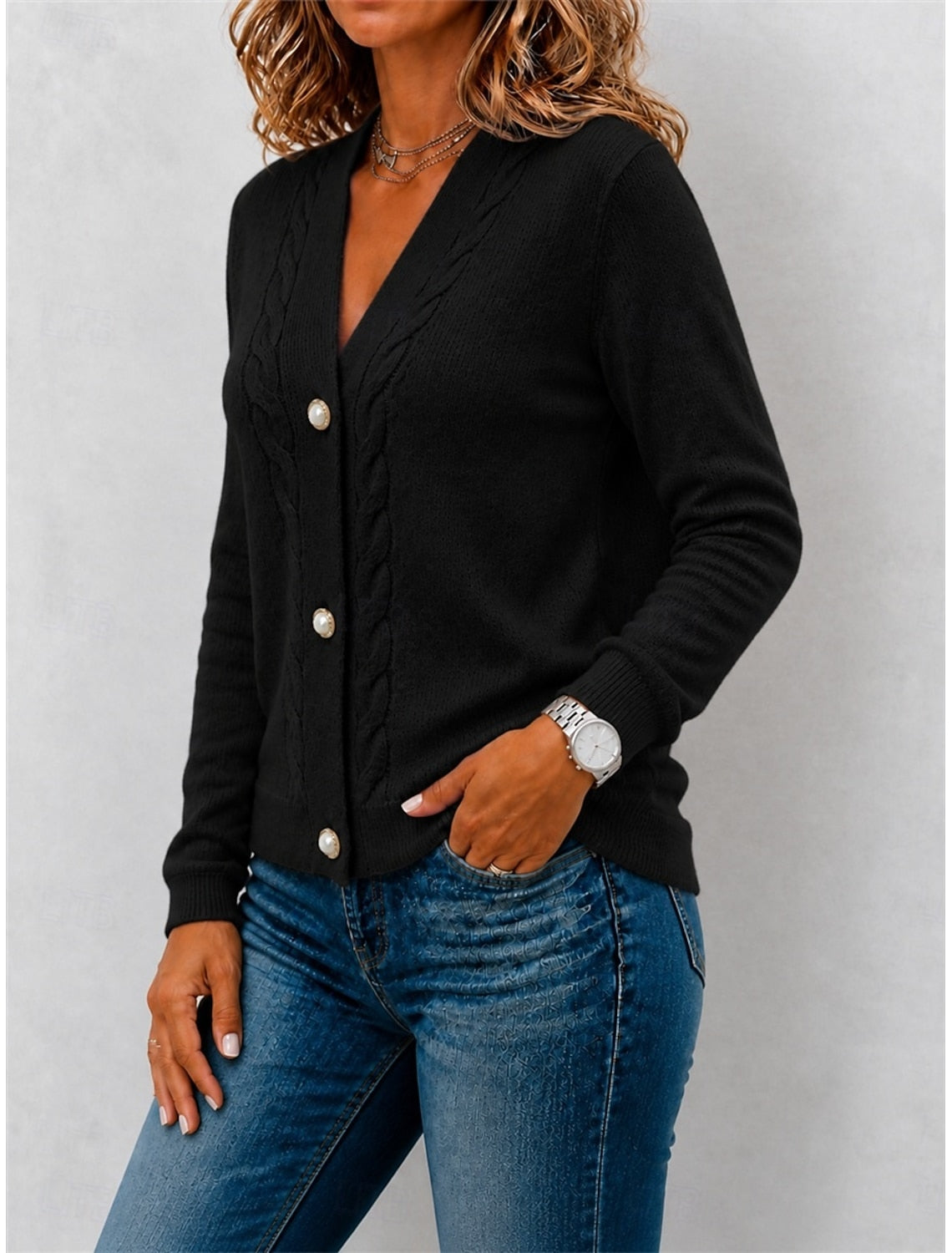 Judith | Cable Knit Button-Front Cardigan for Women