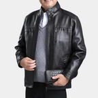 Tiemen | Men's Stand Collar Leather Jacket Casual Jacket