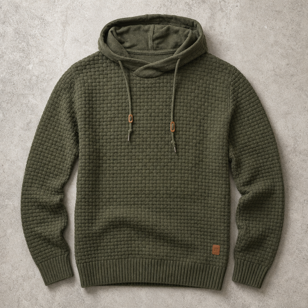 Theophile | Waffle-Knit Cowl-Neck Hoodie for Men