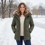 Laura | Fitted Quilted Puffer Jacket with Fur Hood for Women