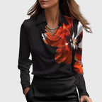 Alma Draped Collar Long Sleeve Blouse for Women