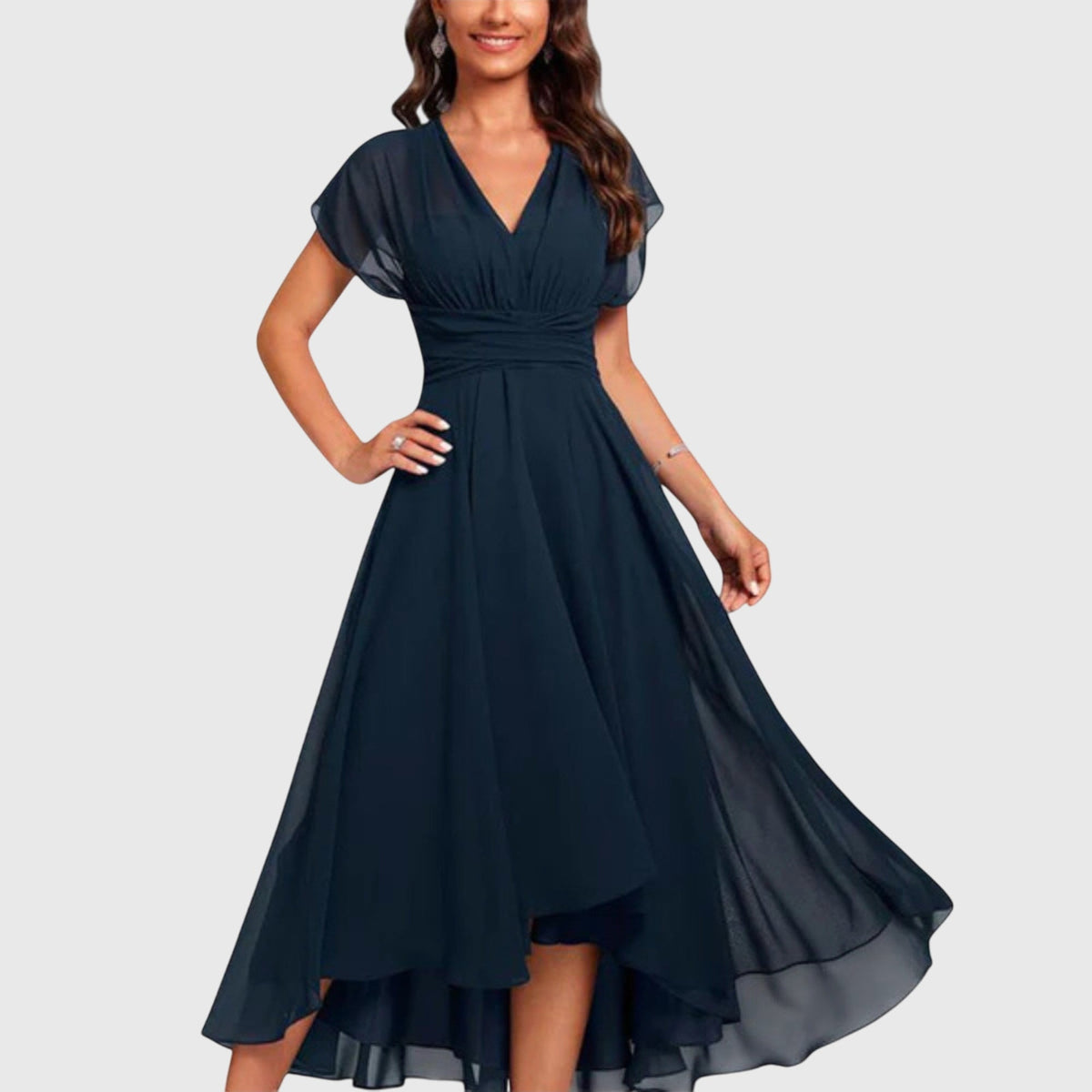 Irene | V-Neck A-Line Mini Dress with Flowy Skirt for Women