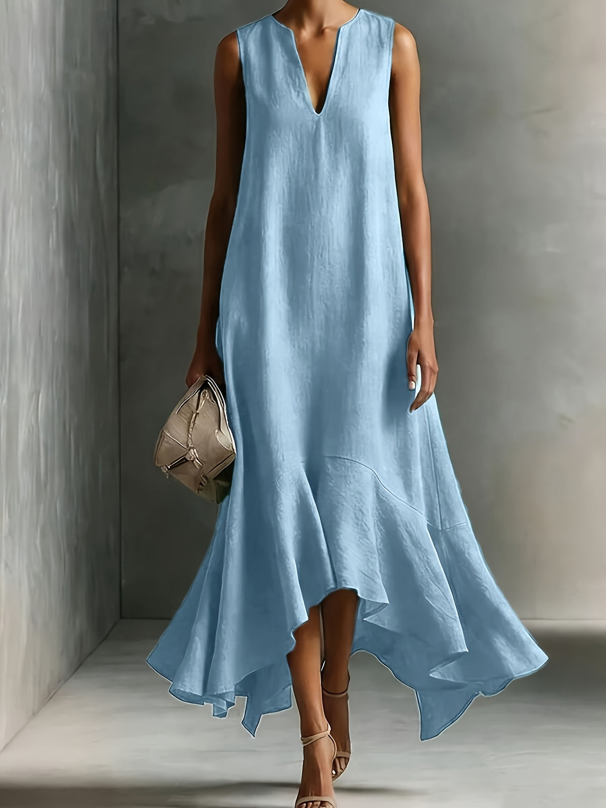 Hilde | Cocktail Dress with V-Neck and Ruffled Hem for Women