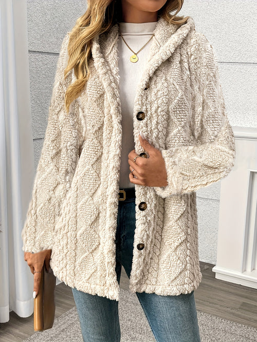 Anita Cable-Knit Teddy Hooded Coat for Women