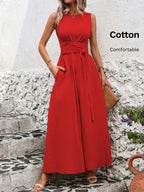 Mathilde | Belted Wrap A-Line Sleeveless Maxi Dress for Women