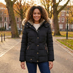 Laura | Fitted Quilted Puffer Jacket with Fur Hood for Women