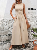 Mathilde | Belted Wrap A-Line Sleeveless Maxi Dress for Women
