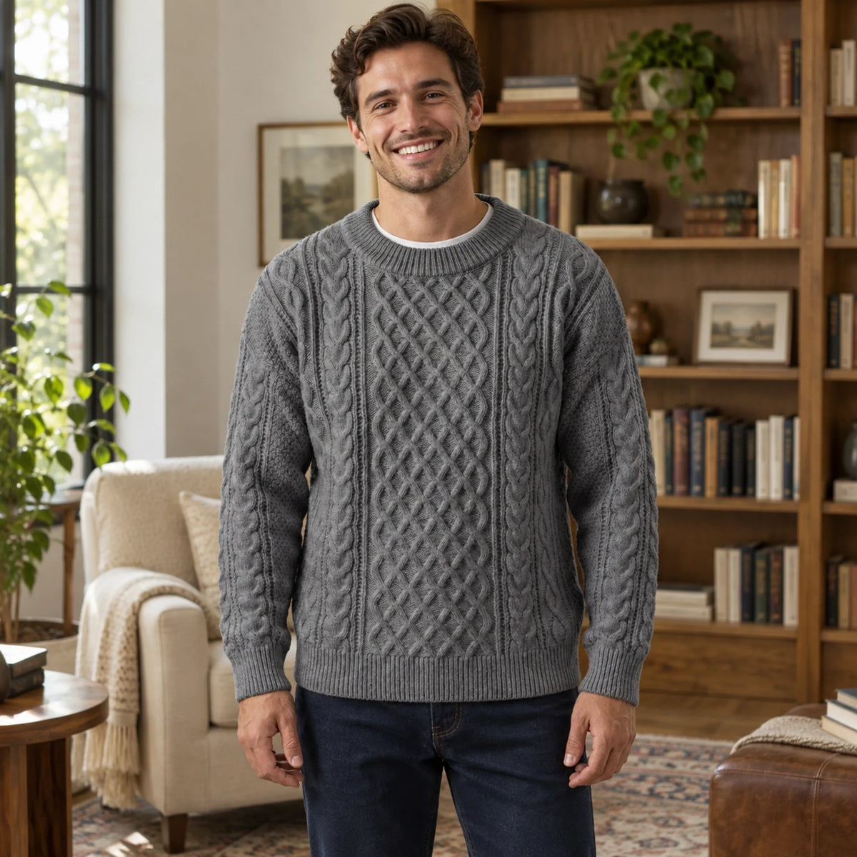 Coby | Cable Knit Sweater with Crewneck for Men