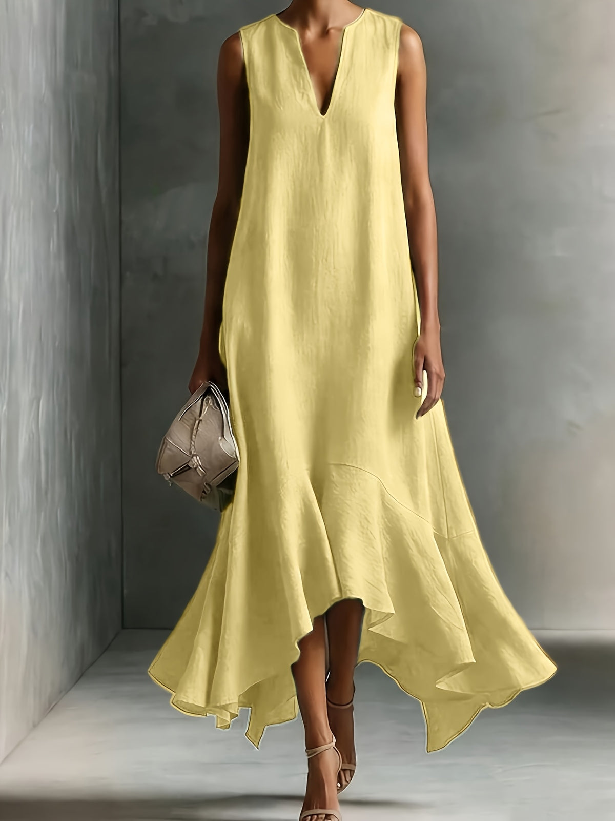 Hilde | Cocktail Dress with V-Neck and Ruffled Hem for Women