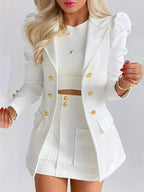Agatha | Double-Breasted Blazer & Pleated Mini Skirt Set