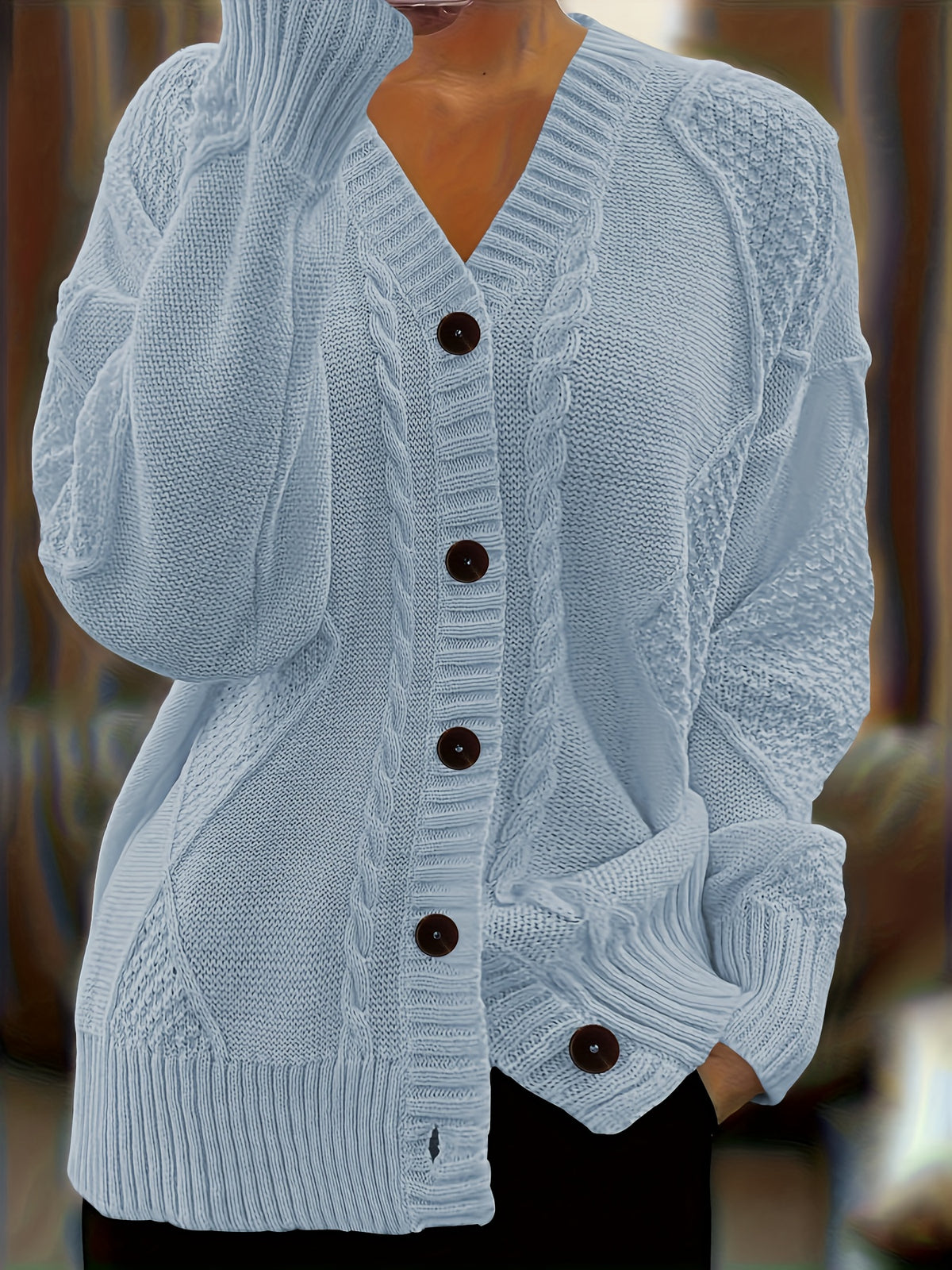 Luna | Cable-Knit Button-Front Cardigan for Women