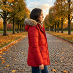 Laura | Fitted Quilted Puffer Jacket with Fur Hood for Women