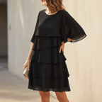 Alida Tiered Ruffle Midi Dress with Flutter Sleeves for Women