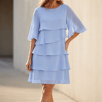 Alida Tiered Ruffle Midi Dress with Flutter Sleeves for Women