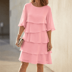 Alida Tiered Ruffle Midi Dress with Flutter Sleeves for Women
