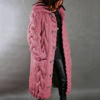 Dahlia | Hooded Cable Knit Longline Coat for Women