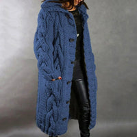 Dahlia | Hooded Cable Knit Longline Coat for Women