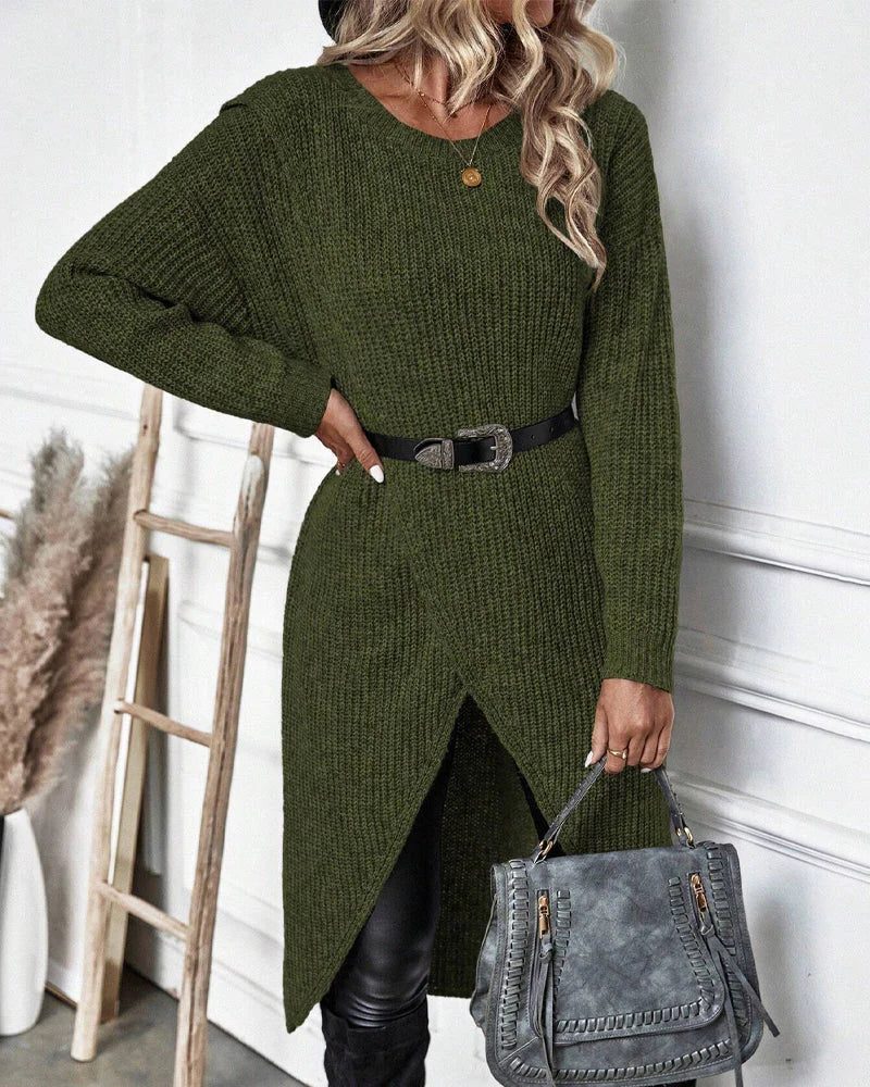 Hedvig | Ribbed Knit Wrap-Front Sweater Dress for Women