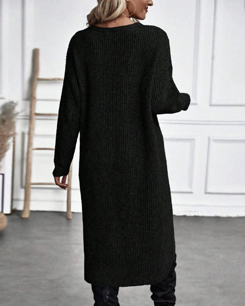 Hedvig | Ribbed Knit Wrap-Front Sweater Dress for Women