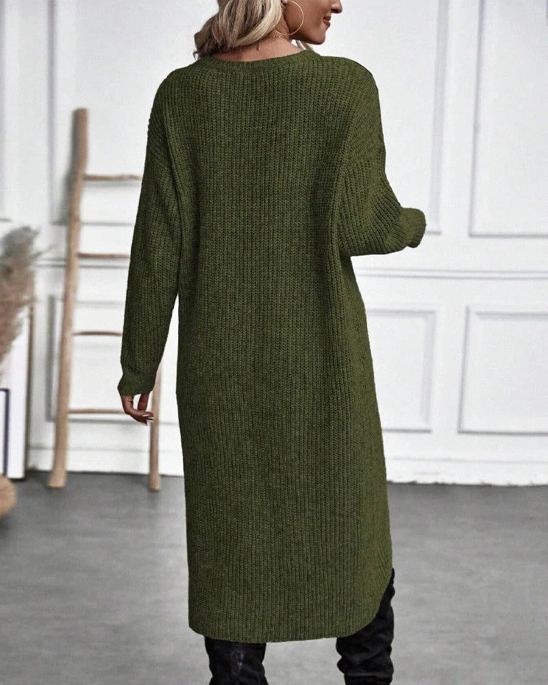 Hedvig | Ribbed Knit Wrap-Front Sweater Dress for Women