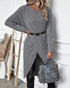 Hedvig | Ribbed Knit Wrap-Front Sweater Dress for Women