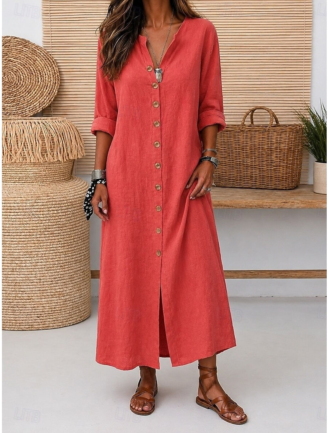 Erika | A-Line Midi Cocktail Dresses with Crew Neck for Women
