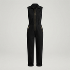 Nadelina | Sleeveless Utility Jumpsuit with Gold-Tone Zip