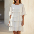 Alida Tiered Ruffle Midi Dress with Flutter Sleeves for Women