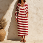 Althea | Striped Hooded Maxi Dress with Pockets for Women