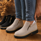 Allegra Square-Heel Zip-Up Ankle Boots for Women