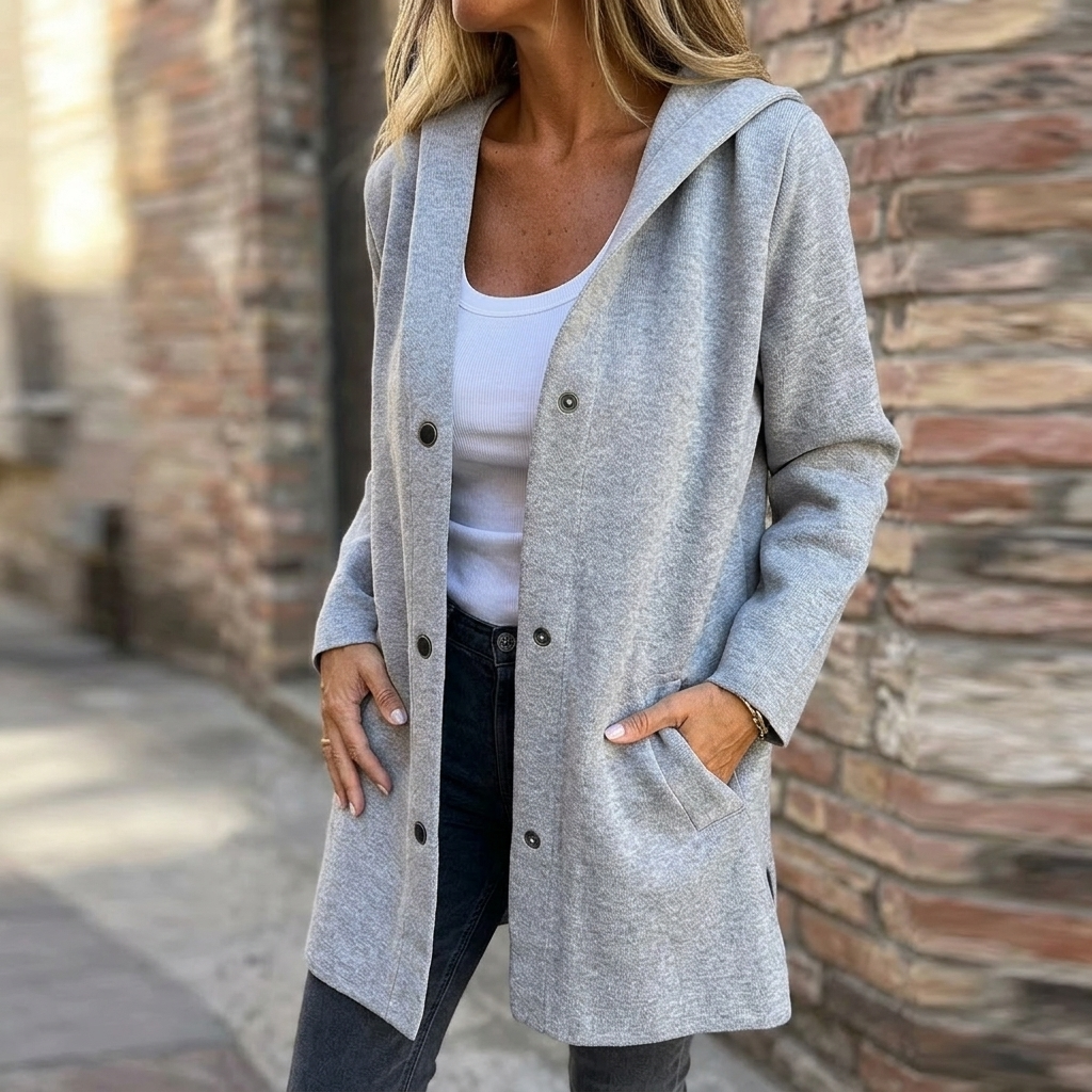 Juno | Oversized Hooded Button-Front Cardigan with Pockets