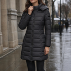 Leah | Quilted Mid-Length Puffer Jacket with Hood for Women